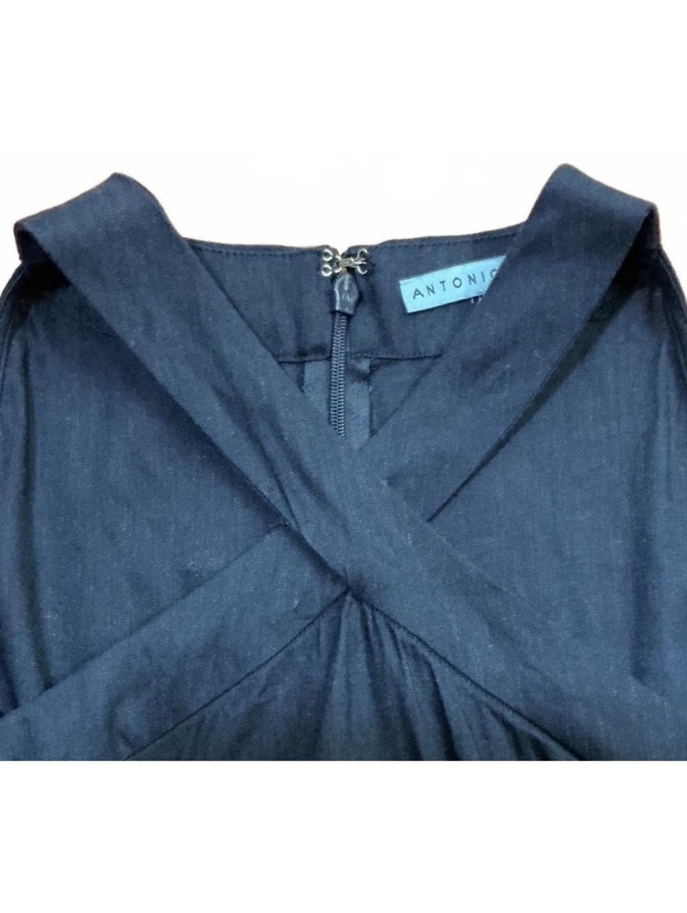 NWOT Antonio Melani Navy Linen Sleeveless Halter Top - Picture 3 of 7